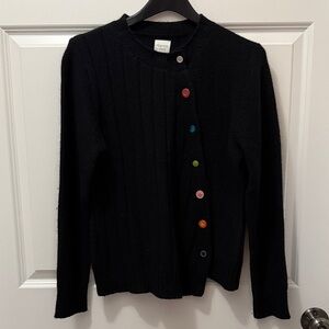 Garnet Hill Black Sweater with Colorful Buttons
